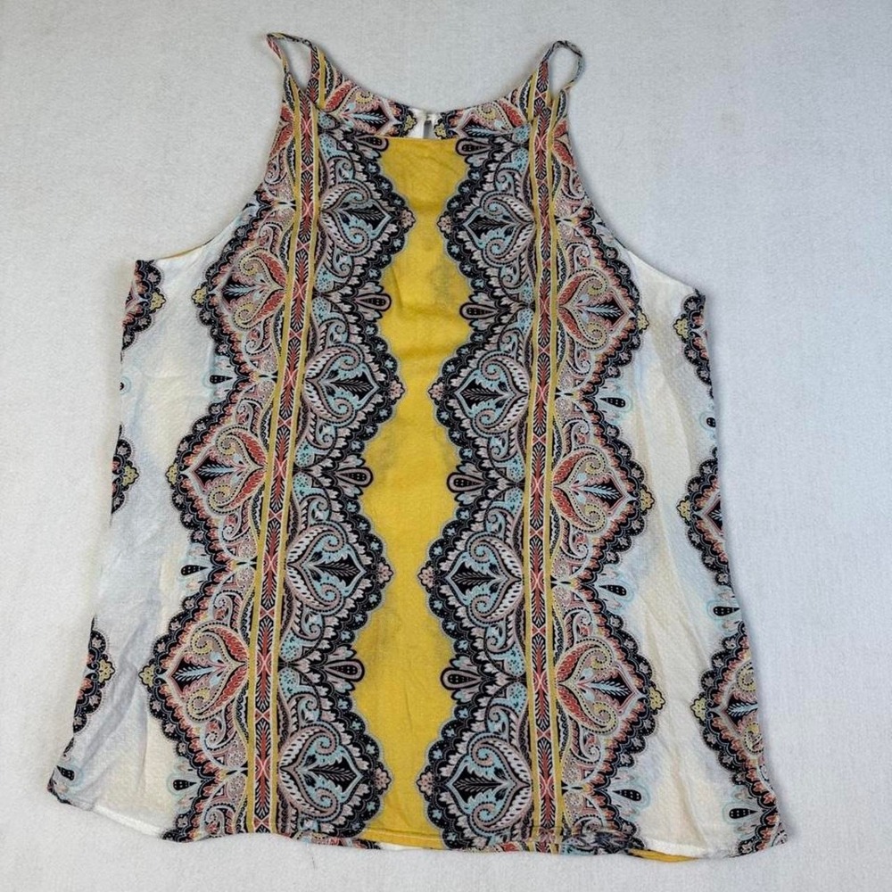 Verse yellow and multi-colored paisley print tank top Size M